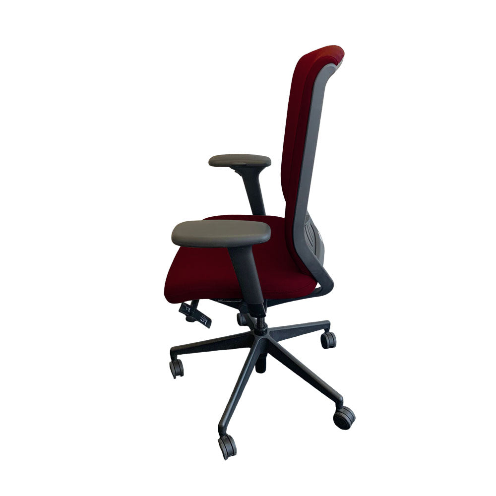 Senator: Evolve High Back Chair with Height Adjustable Arms in Burgundy Leather - Refurbished