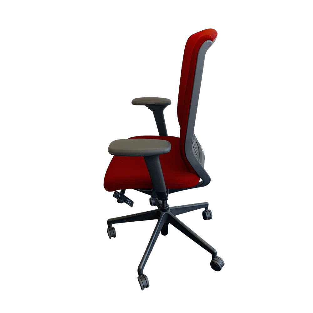 Senator: Evolve High Back Chair with Height Adjustable Arms in Red Fabric - Refurbished