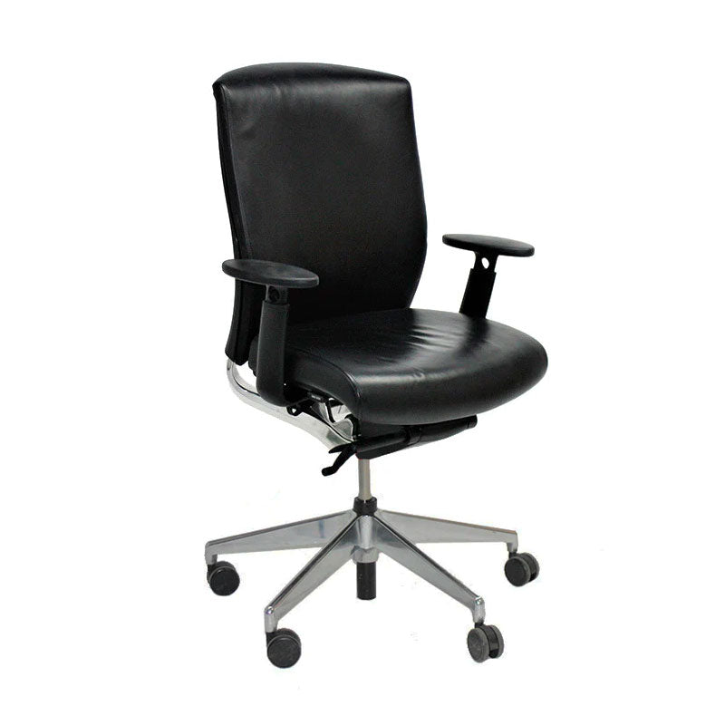 Senator: Enigma S21 Office Chair with Aluminium Frame in Black Leather - Refurbished