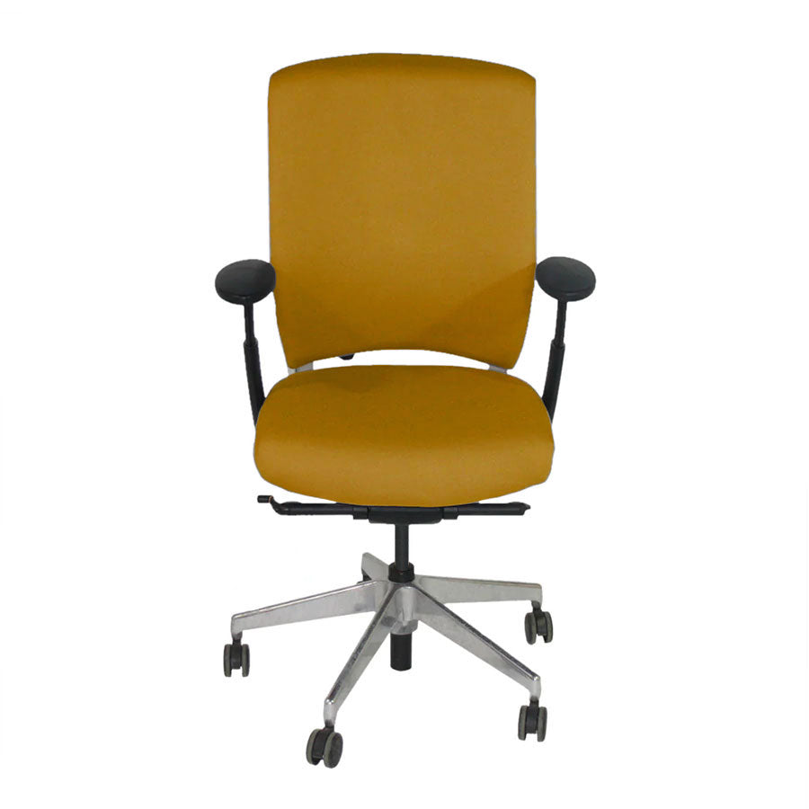 Senator: Enigma S21 Office Chair with Aluminium Frame in Yellow Fabric - Refurbished
