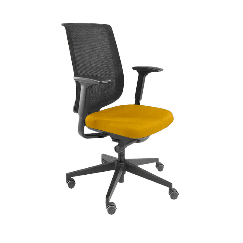 Steelcase : Chaise de bureau Reply avec dossier en maille en tissu jaune - Reconditionnée