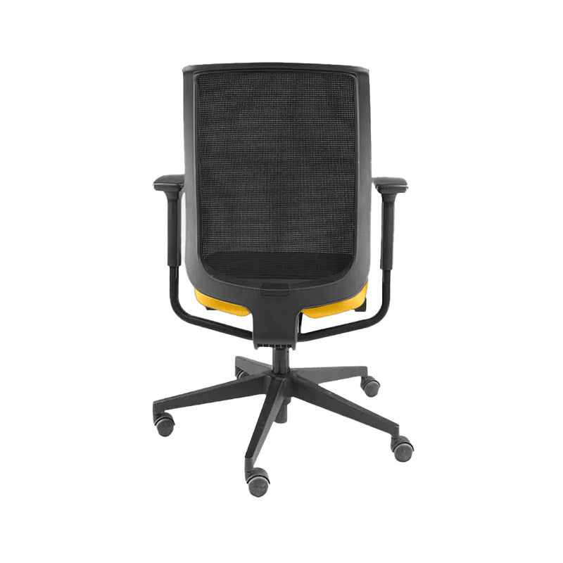 Steelcase: Reply bureaustoel met mesh rugleuning in gele stof - Gerenoveerd