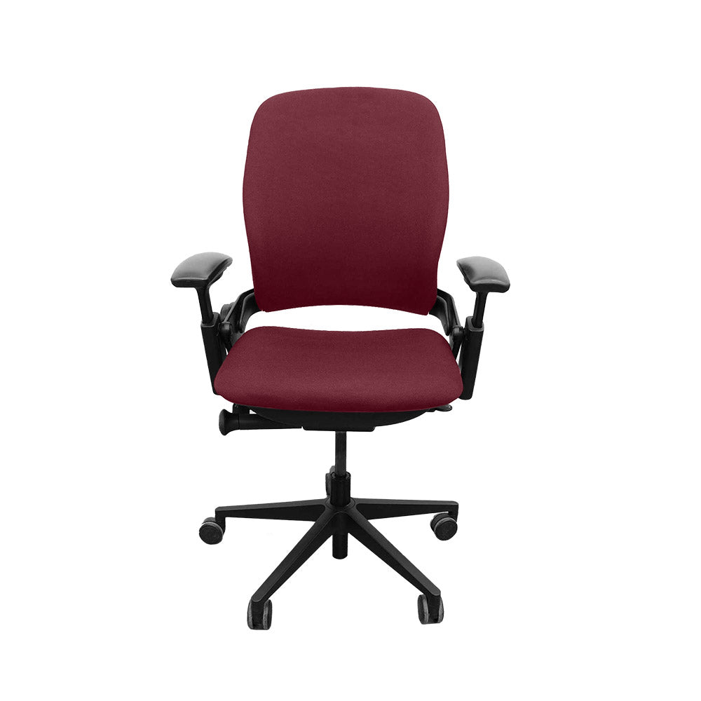 Steelcase : Chaise de bureau Leap V2 avec bras réglable en hauteur uniquement - Cuir bordeaux - Remis à neuf