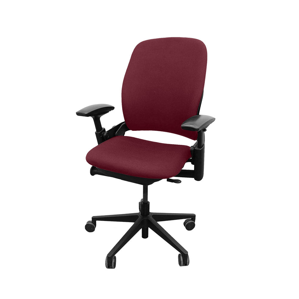 Steelcase: sedia da ufficio Leap V2 solo con bracciolo regolabile in altezza - pelle bordeaux - rinnovata