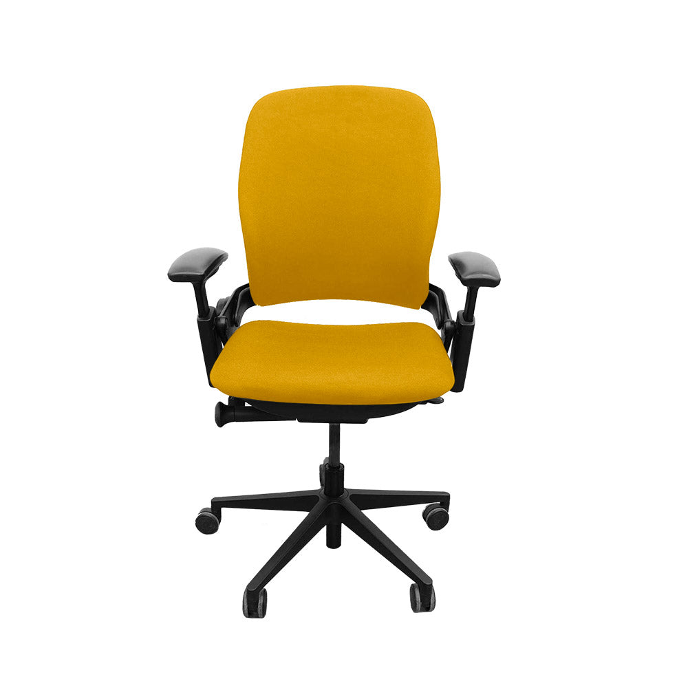 Steelcase : Chaise de bureau Leap V2 avec bras réglable en hauteur uniquement - Tissu jaune - Remis à neuf