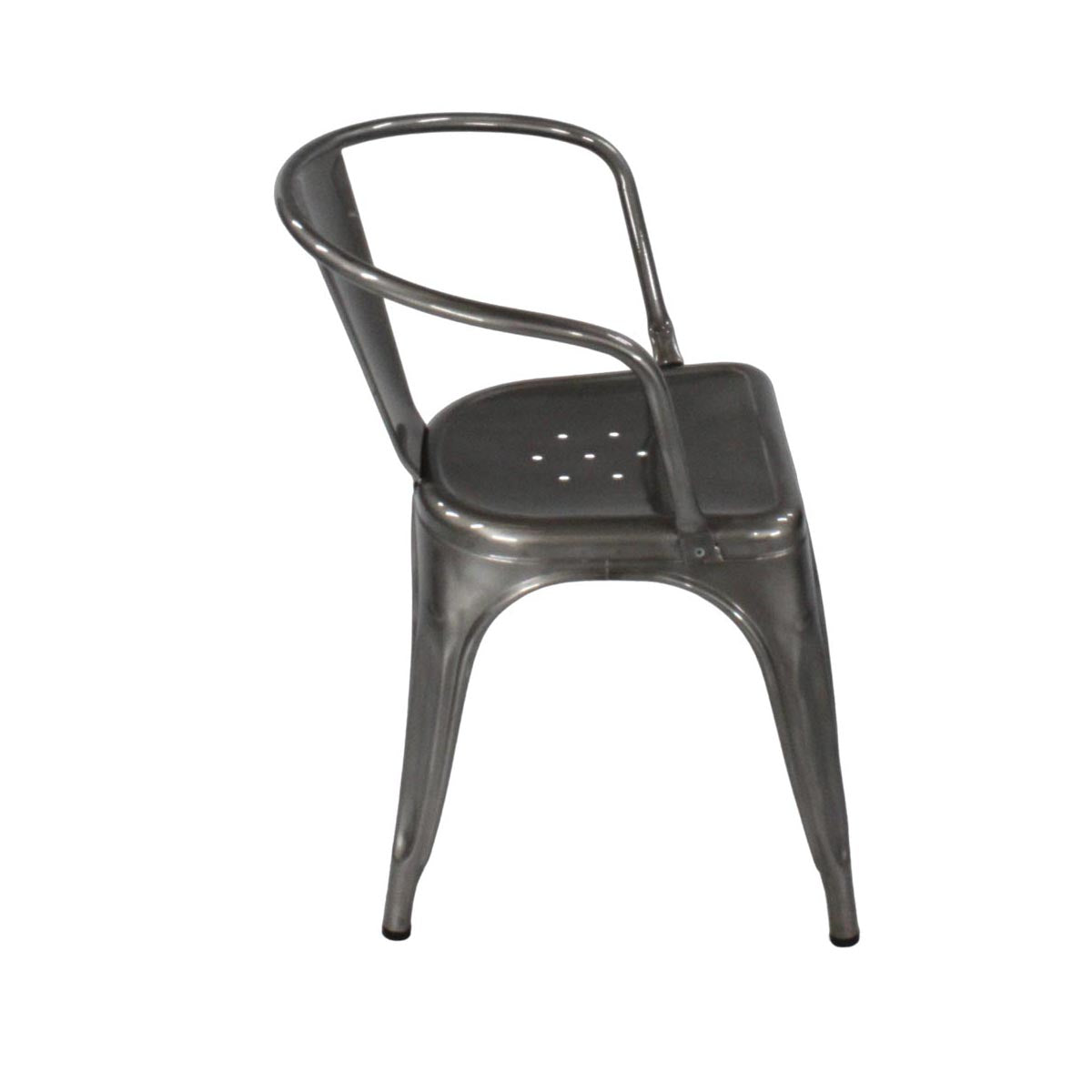 Tolix: Chaise A Cafe Chair in Gunmetal Grey - Refurbished