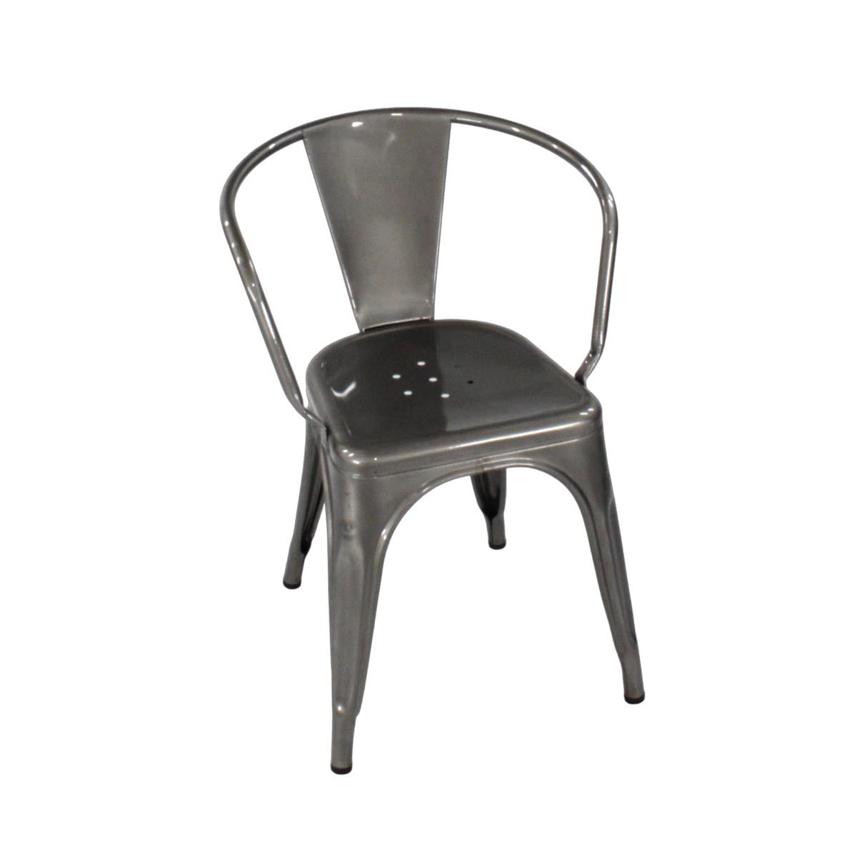 Tolix: Chaise A Cafe Chair in Gunmetal Grey - Refurbished