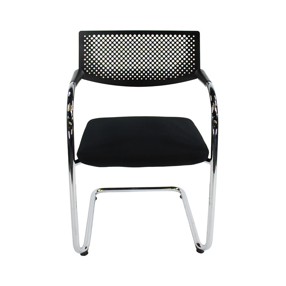Visvim Chairs Vitra: VisaVis 2 Meeting Chair in Black Leather - Refurbished