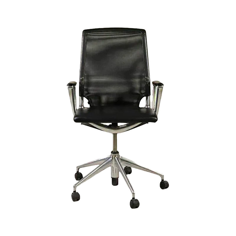 Vitra: Meda Office Chair with Aluminium Frame, Mesh Back and Black Arms - Refurbished