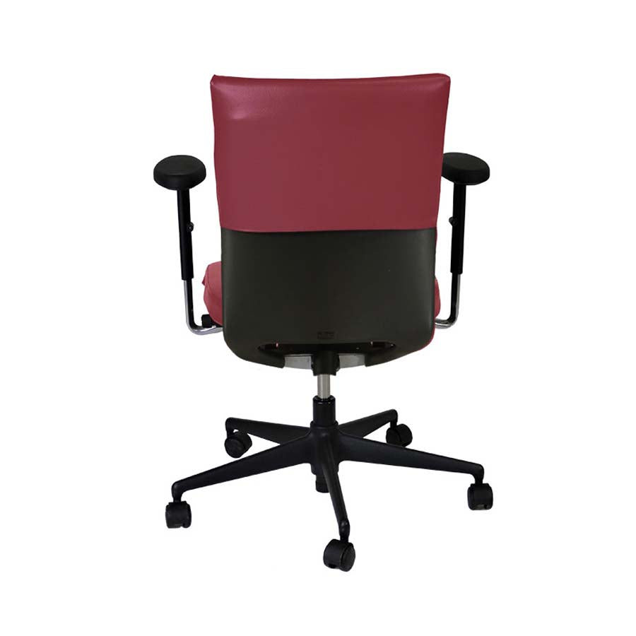 Vitra: Axess Bürostuhl aus burgunderfarbenem Leder – generalüberholt