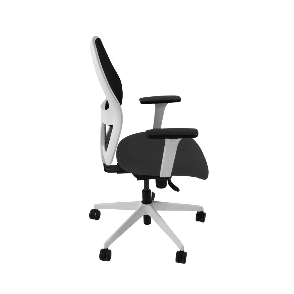 Ahrend : Chaise de travail de type 160 en tissu gris/cadre blanc - Remis à neuf