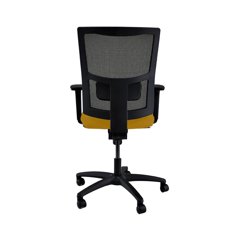 The Office Crowd: Ergo-bureaustoel in gele stof - Gerenoveerd