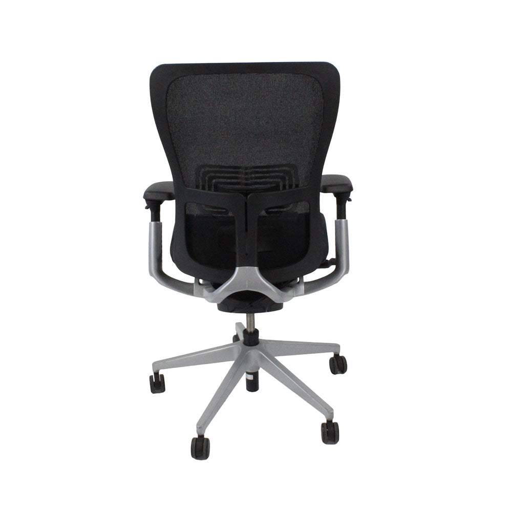 Haworth: Zody Comforto 89 bureaustoel in zwart leer/grijs frame - gerenoveerd