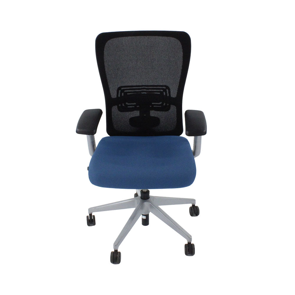 Haworth: sedia operativa Zody Comforto 89 in tessuto blu/struttura grigia - rinnovata