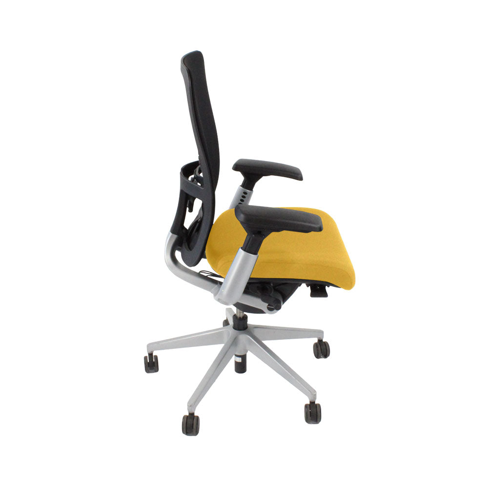 Haworth: Zody Comforto 89 bureaustoel in gele stof/grijs frame - gerenoveerd