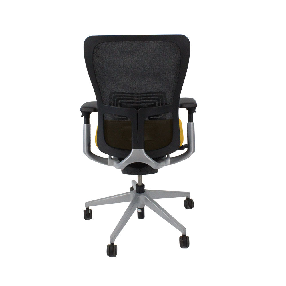 Haworth: Zody Comforto 89 bureaustoel in gele stof/grijs frame - gerenoveerd