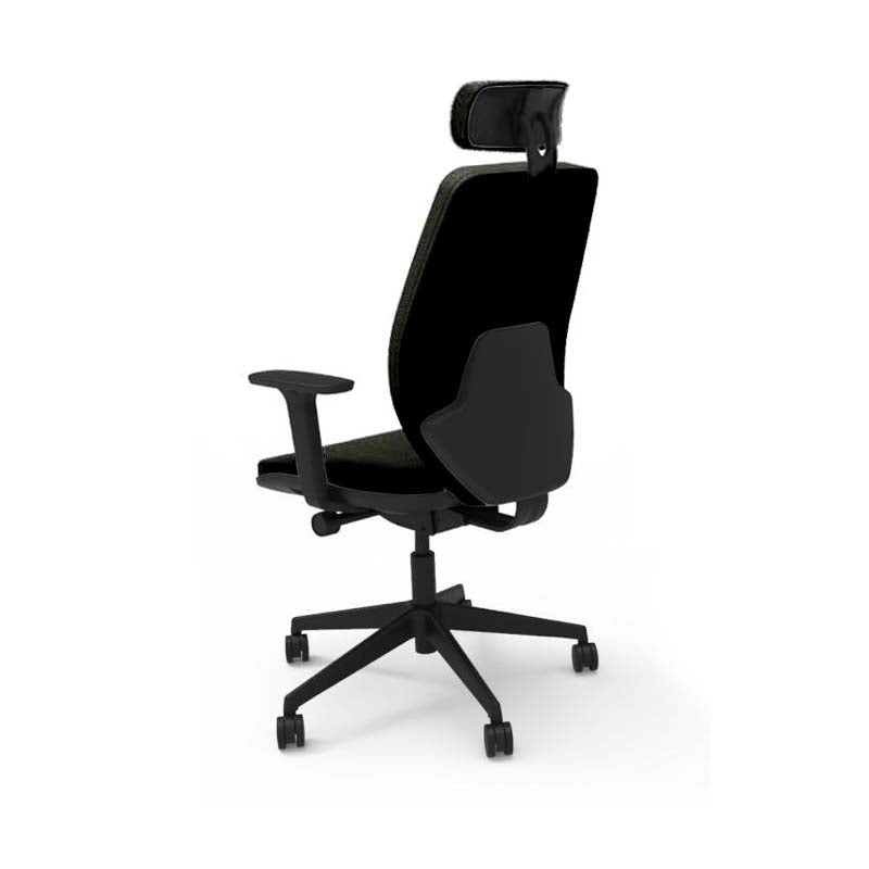 The Office Crowd: Hide Office Chair - Hoge rugleuning met hoofdsteun in zwarte stof - Gerenoveerd