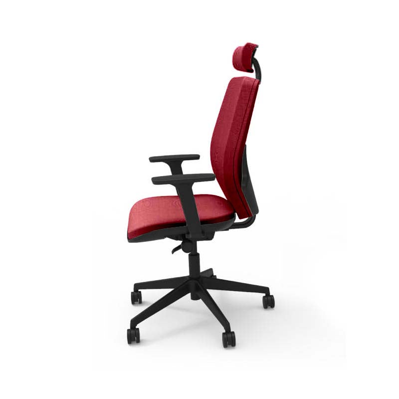The Office Crowd: Hide Office Chair - Medium rugleuning met hoofdsteun in bordeauxrood leer - Gerenoveerd