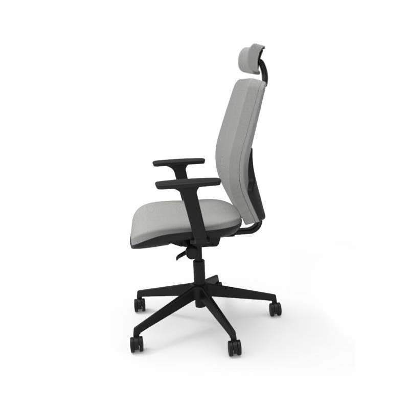 The Office Crowd: Hide Office Chair - Middelhoge rugleuning met hoofdsteun in grijze stof - Gerenoveerd