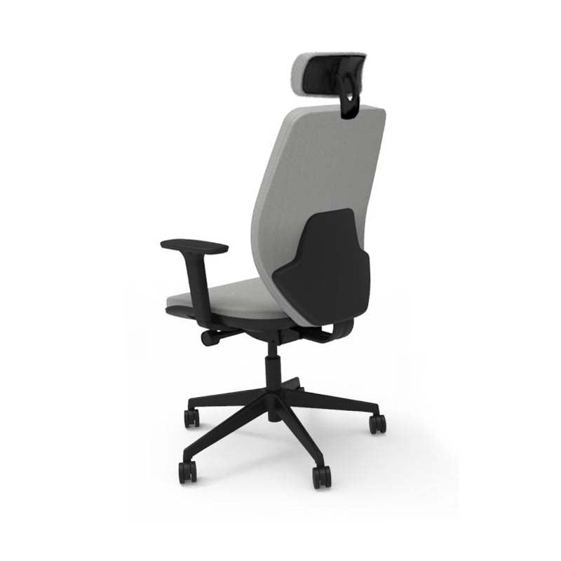 The Office Crowd: Hide Office Chair - Middelhoge rugleuning met hoofdsteun in grijze stof - Gerenoveerd