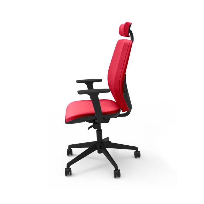 The Office Crowd: Hide Office Chair - High Back Back with Headrest in Red Fabric - Refurbished