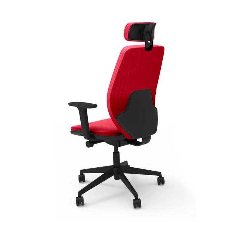 The Office Crowd: Hide Office Chair - Middelhoge rugleuning met hoofdsteun in rode stof - Gerenoveerd