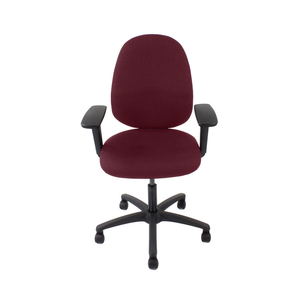 TOC: Scoop High Operator Chair in Burgundy Leather - Refurbished