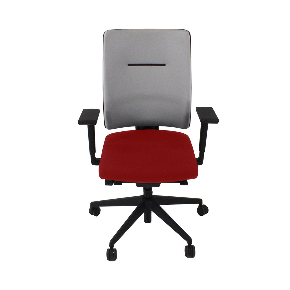 Viasit: Toleo Move gestoffeerde bureaustoel met rugleuning in rode stof - gerenoveerd