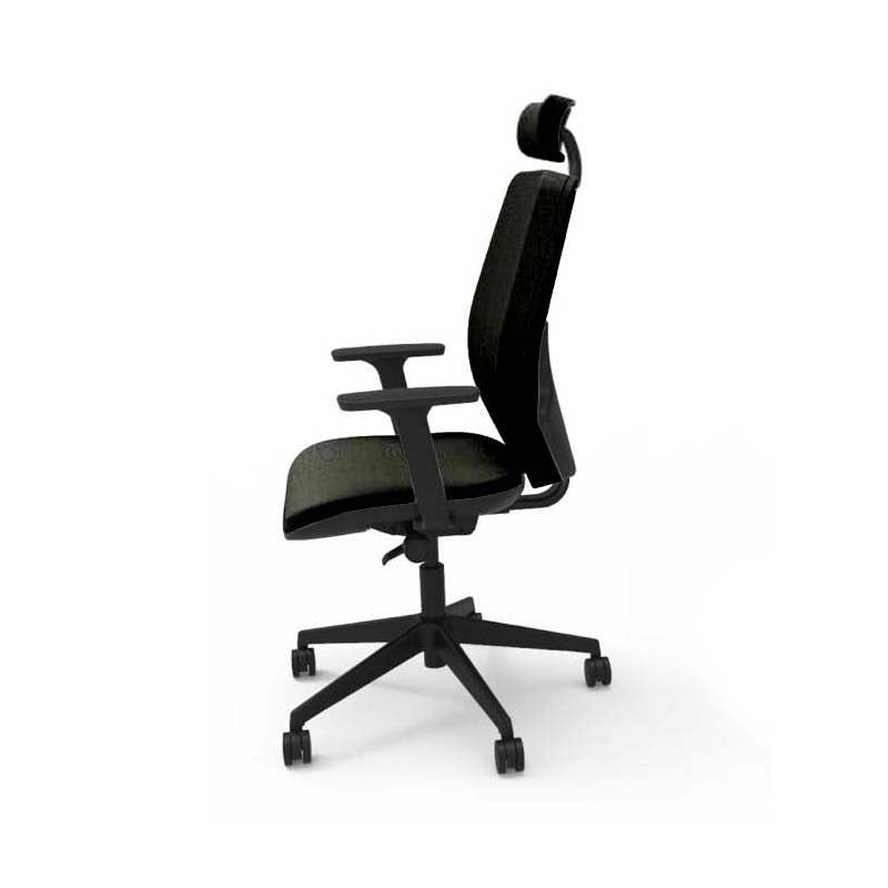 The Office Crowd: Hide Office Chair - Medium Back with Headrest in Black Fabric - Refurbished